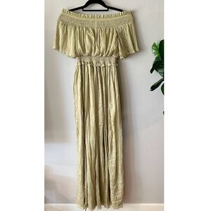 ASOS LONG PLEATED OFF THE SHOULDER MAXI DRESS SIZE 4